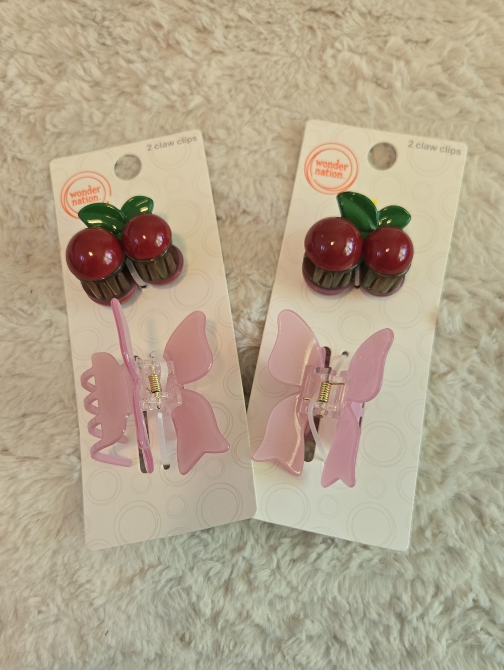 wonder nation Pink Butterfly and Red Cherry Claw Clip Duo
